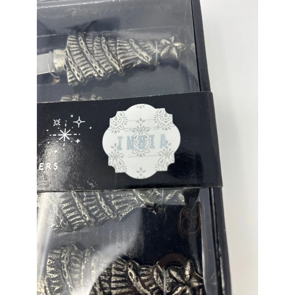 Cheers and Co Christmas Tree Cheese Spreaders Set of 4 Silver Tone Holiday New